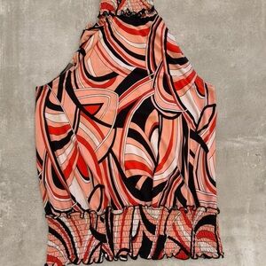 Y2K Serenade New York Retro Swirl Halter Top